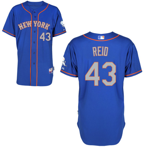 Ryan Reid #43 MLB Jersey-New York Mets Men's Authentic Blue Road Baseball Jersey